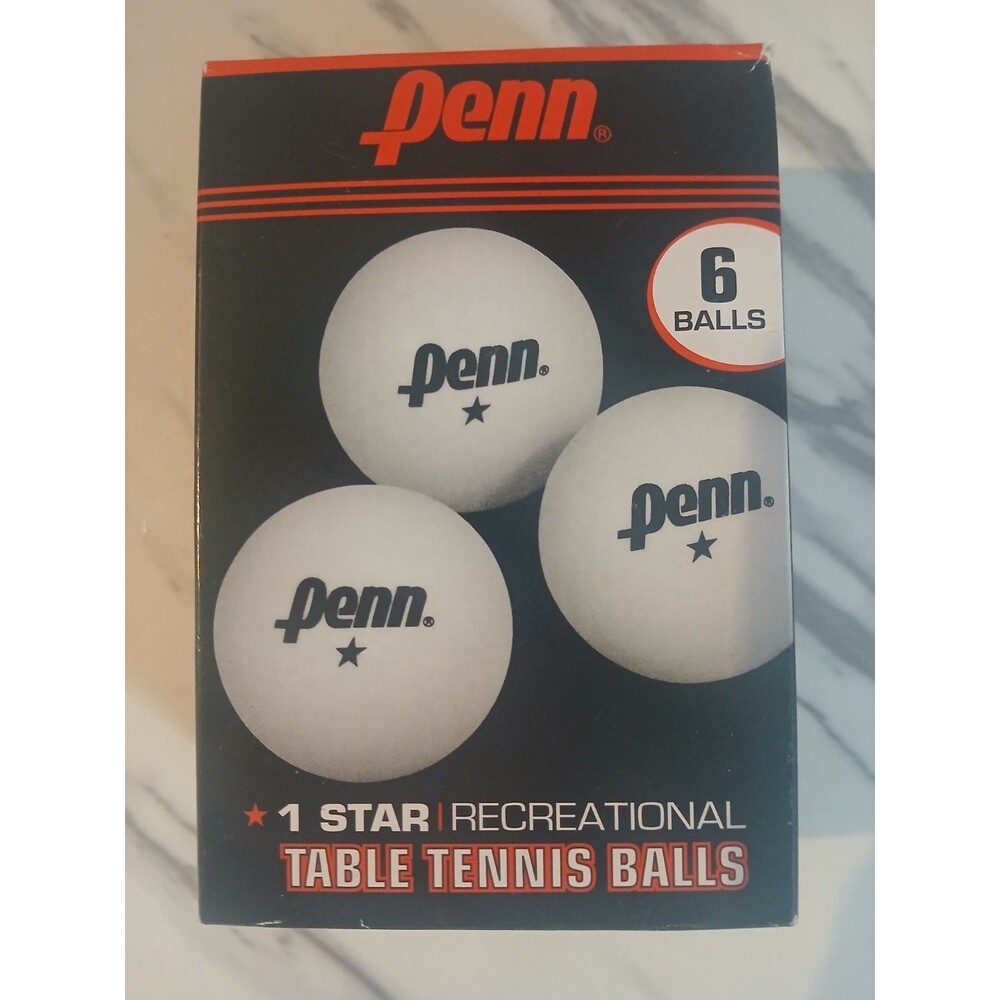 Penn 6-Pk  40mm Table Tennis Ball White Ping Pong 1-Star Recreational New